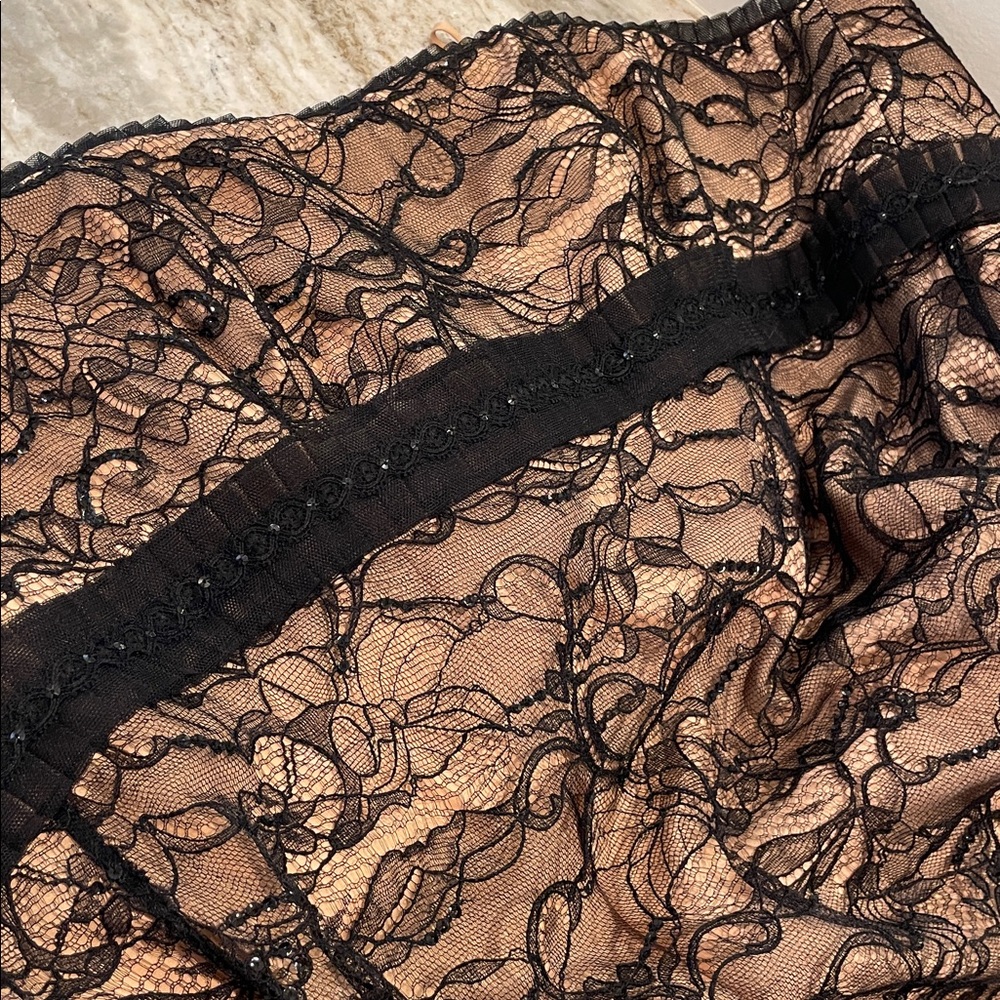 Vintage Badgley Mischka Black Lace Strapless Gown - Picture 7 of 16